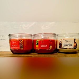 3 Mainstays Candles- Crispy Treats, Strawberry & Marshmallow